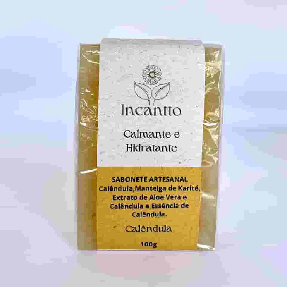 Sabonete Artesanal de Calêndula Calmante e Hidratante, Base Glicerinada 100% Vegetal 100g