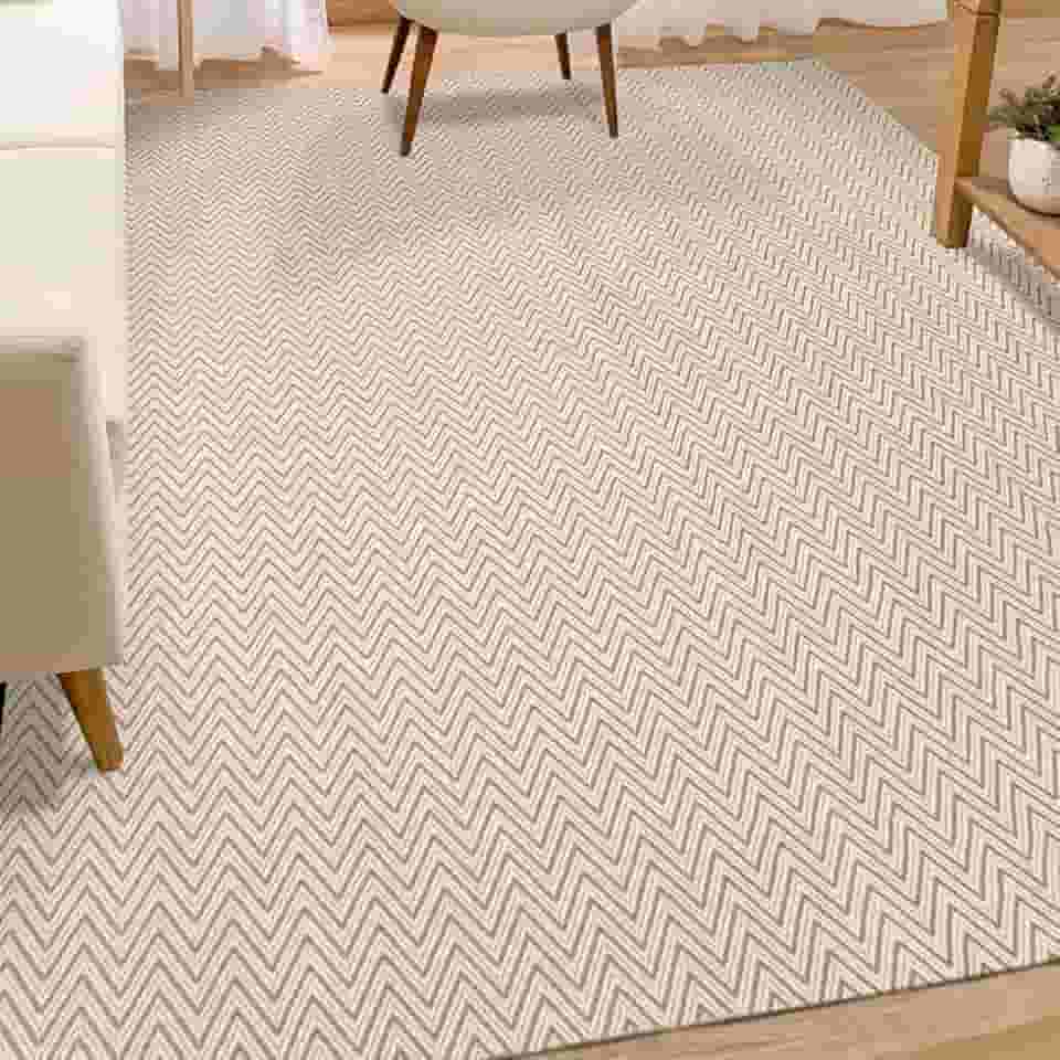 Tapete Sala Grande de Sisal com Algodão 2,00 x 3,00m Rústico Artesanal Antiderrapante Cor Palha Caramelo