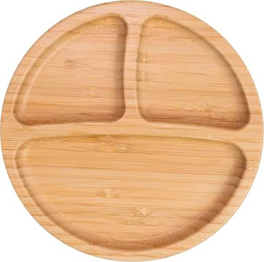 Prato Alimentação Bebê Freso Baby Introdução Alimentar Infantil BLW Bambu Biodegradável Atóxico Antibacteriano Ventosa Divisória, cor Verde