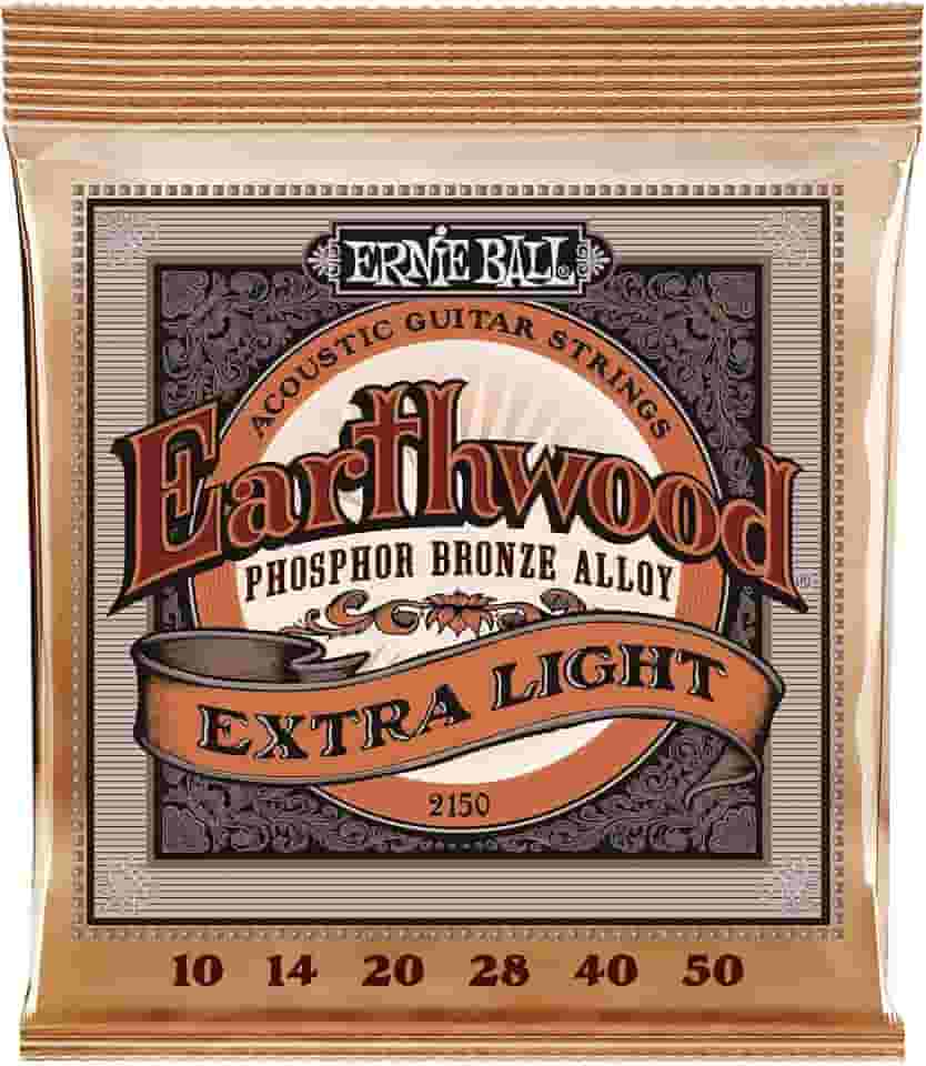 Encordoamento 010-050 Ernie Ball P02150 para Violão Aço, Earthwood Tensão Extra Leve, Phosphor Bronze