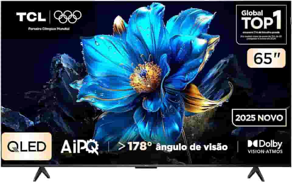 Smart TV TCL 65 Polegadas QLED 4K P7K WiFi Bluetooth Google TV HDR10+ Dolby Atmos Dolby Vision 65P7K