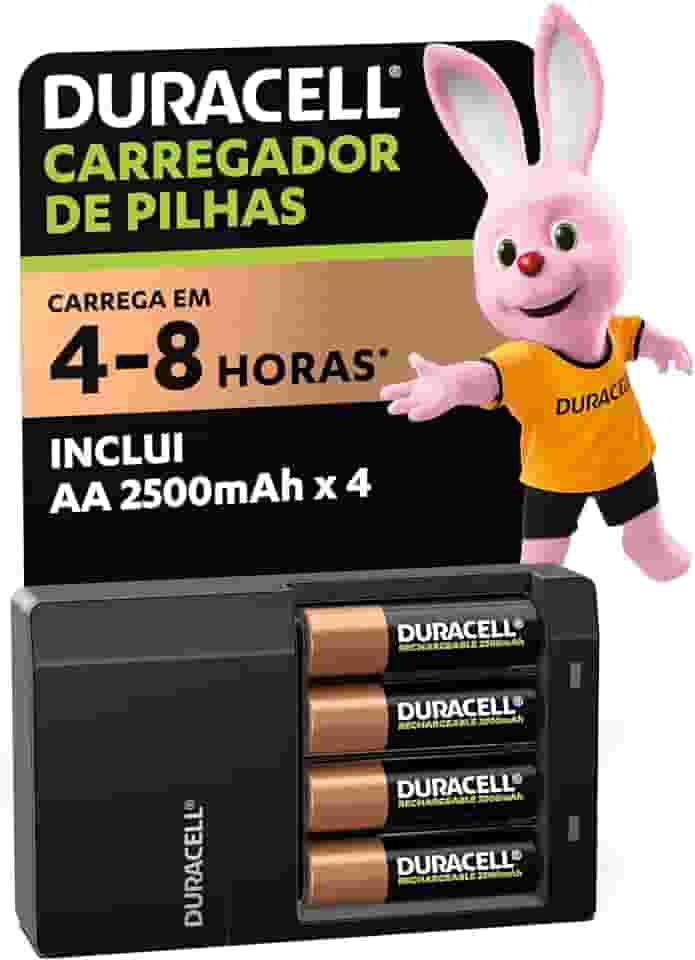 Duracell Carregador de Pilhas Recarregáveis AA e AAA Com 4 Pilhas AA