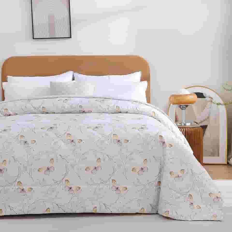 Edredom King 300 Fios Sono Leve 2,60m x 2,80m Estampado (Butterfly Areia)