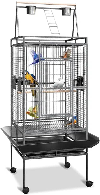 Gaiola para Calopsita 82 * 76 * 175 Cm, com Suporte, Pode Ser Movido Em 360°, Aço Carbono, Esmalte Cozido, Viveiro para Calopsita, Gaiolas, Gaiola Calopsita, Viveiro para Papagaio