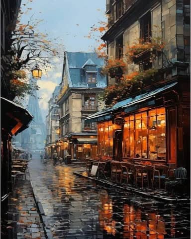 PRASIO Kit de pintura por números para adultos iniciantes, kits de pintura por números para adultos Street View, pintura a óleo acrílica DIY por número para adultos para decoração de casa, presente