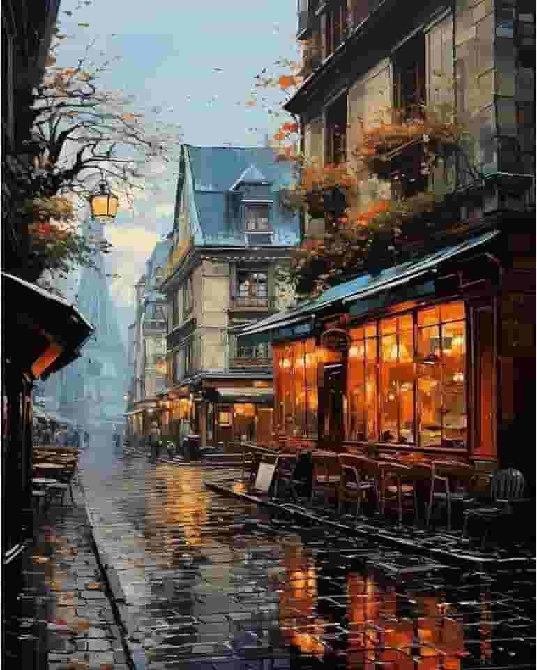 PRASIO Kit de pintura por números para adultos iniciantes, kits de pintura por números para adultos Street View, pintura a óleo acrílica DIY por número para adultos para decoração de casa, presente