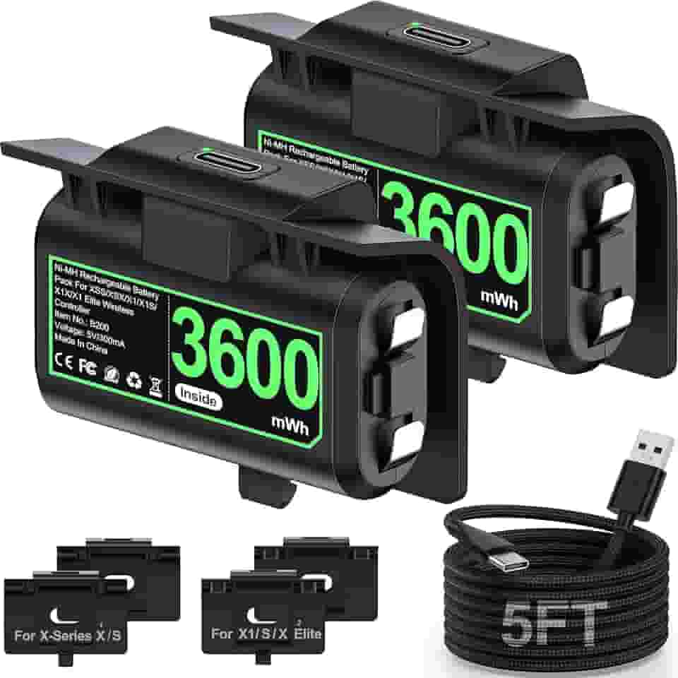 Mocagen Bateria Para Controle Xbox One/Xbox Series X/S, Recarregável Pack One S/X/Elite, Kit De Carregamento Play Com Capas E Cabo