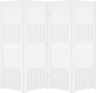 Biombo Pintado Divisoria Separador de Ambiente MDF Preto ou Branco (Branco, 4 Horizontal Vertical)