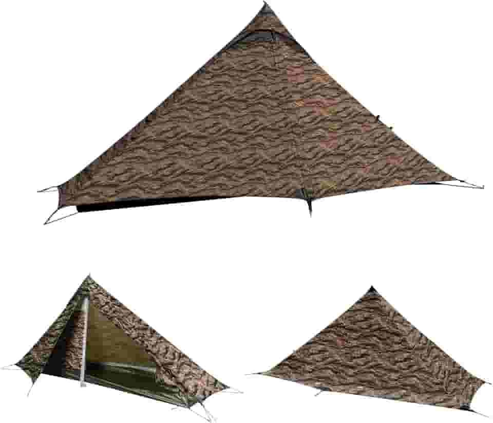 TENPLAY Tenda ultraleve, 1 pessoa, barraca de acampamento para mochilão, barraca de mastro de trekking, 4 estações, leve, nylon, impermeável 5000 mm, parede dupla, compacta, fácil de montar, portátil,