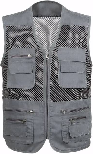 Colete masculino de pesca, safári, vários bolsos, fotografia, viagem, trilhas, colete