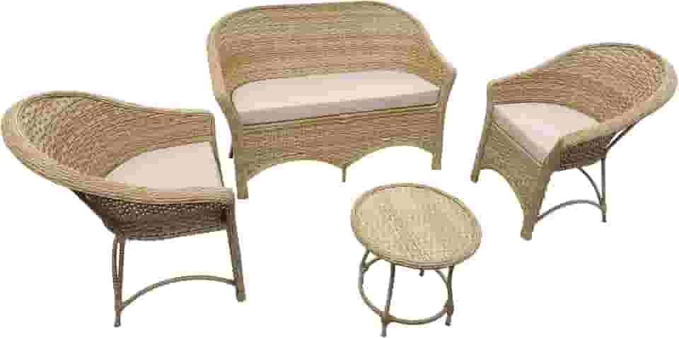 Conjunto Sofá Fibra Sintética Palha Natural Jardim Varanda Área Externa