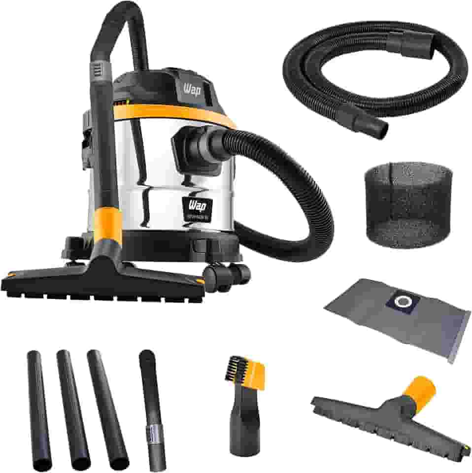 WAP Aspirador de Pó e Água Barril GTW INOX 15, Compacto, 14,8 Litros, com Filtro Lavável, 146mbar 1700W 220V