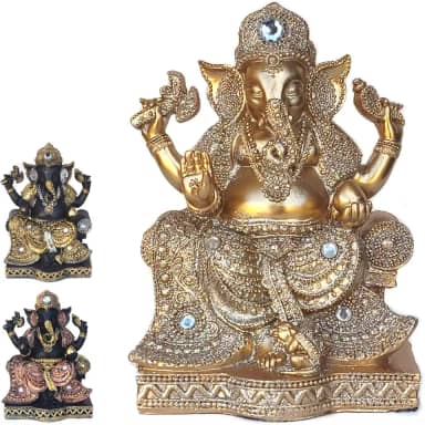 King Ganesha Hindu Deus Sorte Prosperidade Sabedoria Resina Estatua Decorativa Rei (gaB163C)