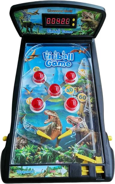 Trisquirrel Dinosaur World Electronic Pinball Game,Tabletop Arcade Pinball Machine with Lights & Sounds Effects,LED Digital Scoreboard,Suitable for Kids & Adults