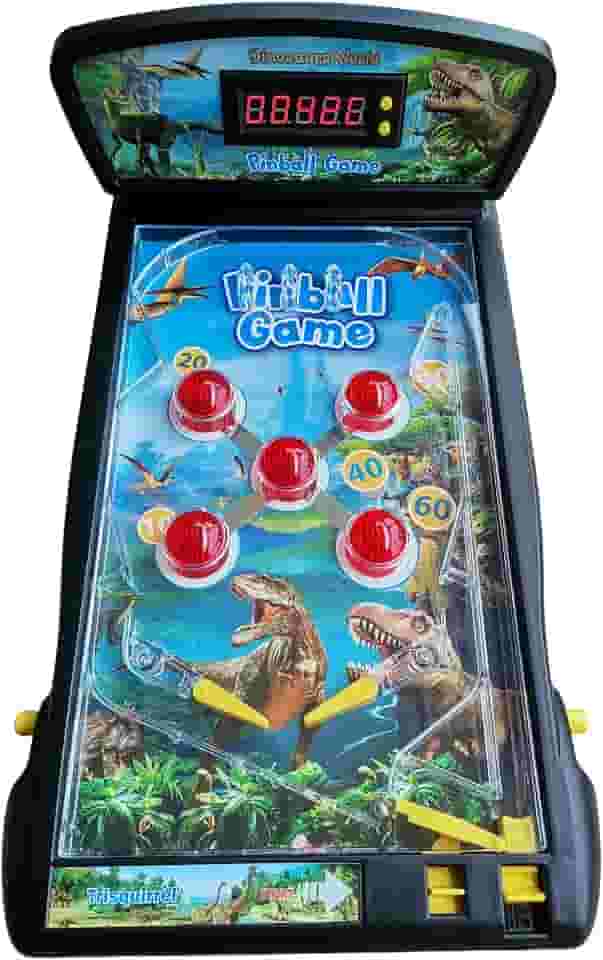 Trisquirrel Dinosaur World Electronic Pinball Game,Tabletop Arcade Pinball Machine with Lights & Sounds Effects,LED Digital Scoreboard,Suitable for Kids & Adults