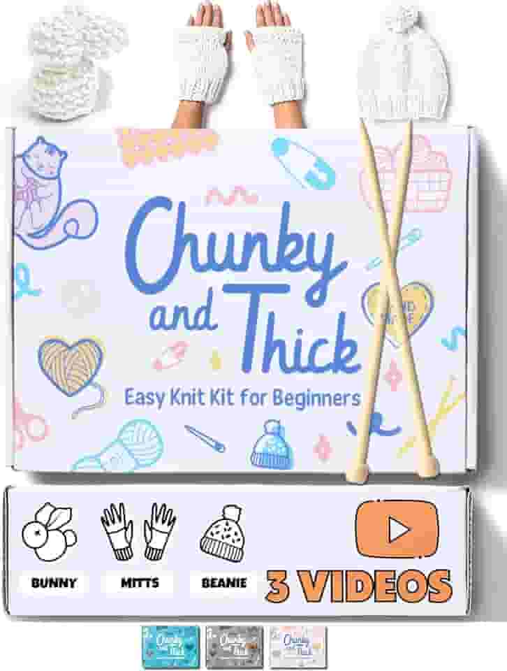 Kit completo de tricô para iniciantes - Kit de aprender a tricotar com acessórios de tricô, como fio grosso de marfim para iniciantes, agulhas de bambu para iniciantes e muito mais - Inclui tutoriais