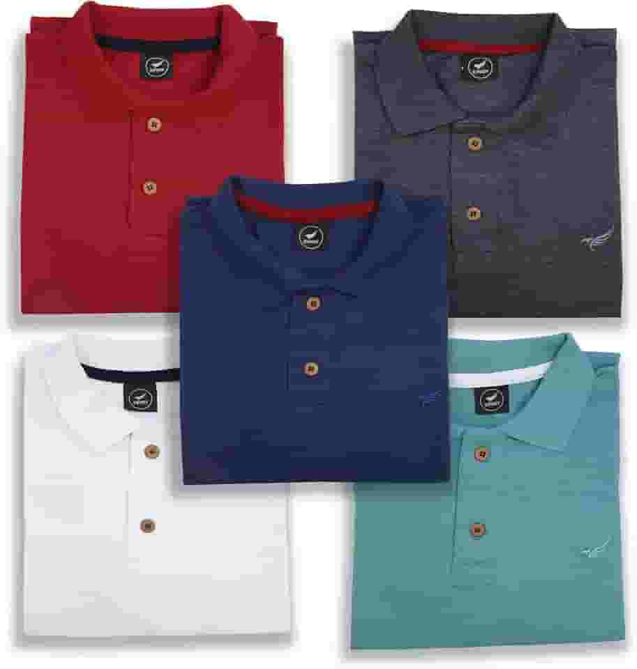 Kit 5 Camisa Polo Envoy Tecido Piquet Básica Masculina