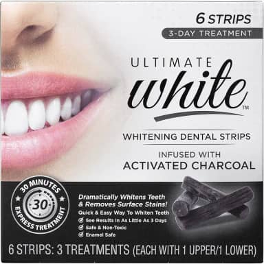Ultimate White Conjunto De Tiras Para Clareamento Dental Com Carvão Ativado, Kit Cuidados Bucais, Beleza E Pessoais, Removedor Manchas, Clareador, 6 Peças