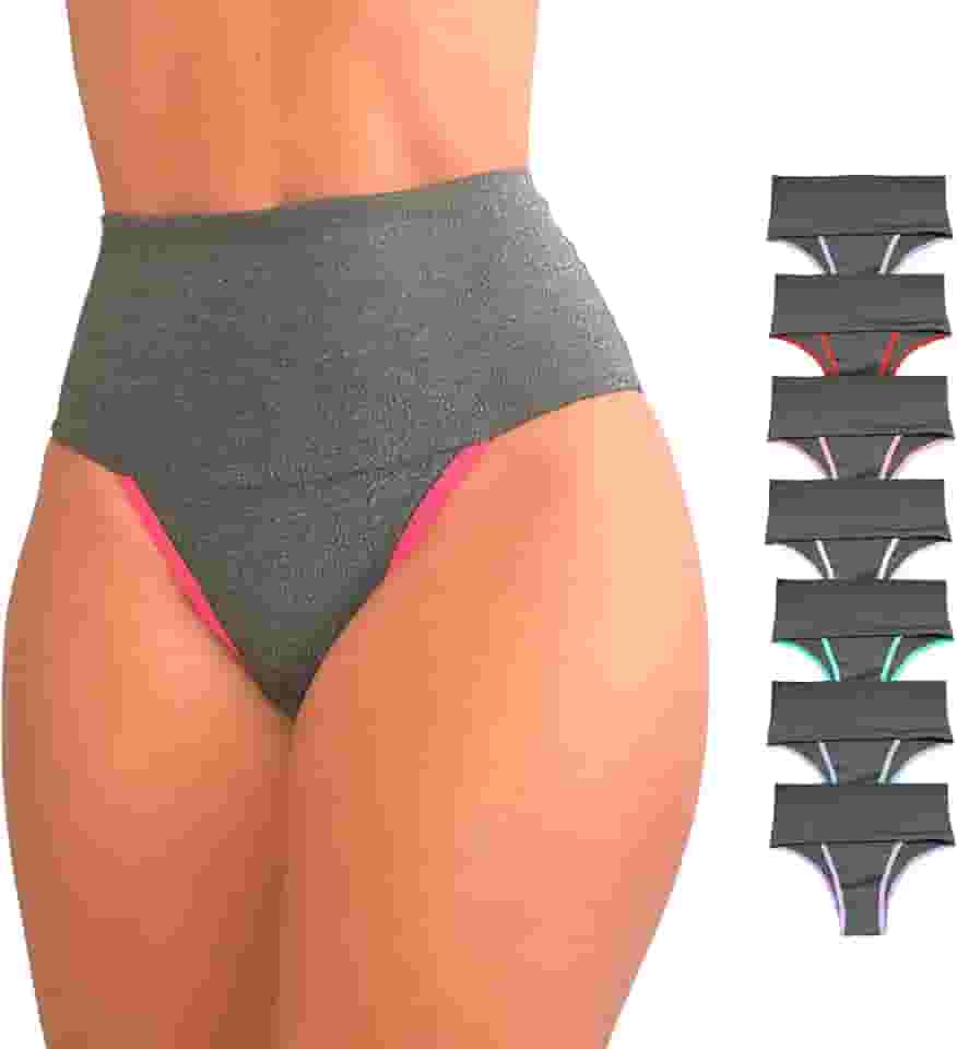 Kit 7 Calcinha Modeladora Cós Alto - Compressão para Barriga Cintura Alta, Sem Costura, Forro 100% Algodão - VIÉRE