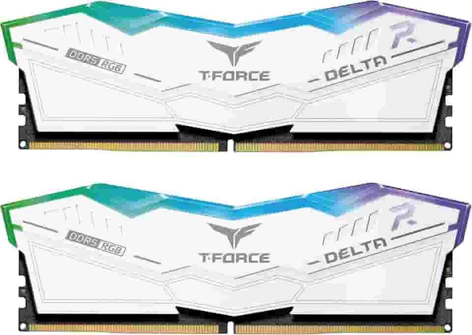 TEAMGROUP T-Force Delta RGB DDR5 Ram 32 GB Kit (2 x 16 GB) 7200MHz (PC5-57600) CL34 Módulo de memória RAM (branco) para chipset da série 600 - FF4D532G7200HC34ADC01