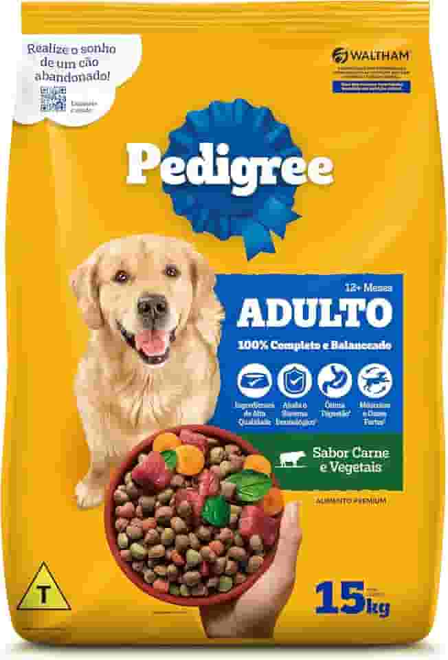 Ração Pedigree Carne e Vegetais Cães Adultos Raças Médias e Grandes 15 kg
