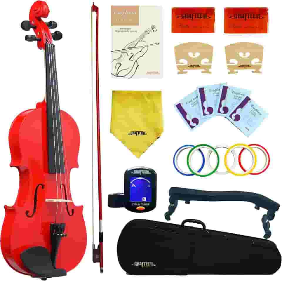 Roupa de violino premium 4/4 de tamanho completo para iniciantes, adultos e crianças, com fita adesiva de 5 cores - violino iniciante feito à mão para estudantes.