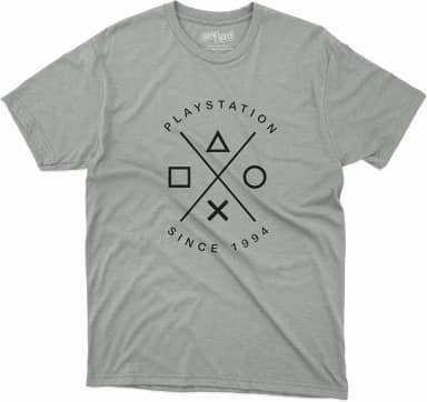Camiseta Unissex Playstation Game Geek Since 1994 100% Algodão (Cinza, M)