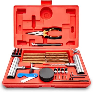 TOOLUXE Kit universal de reparo de pneu resistente 50003L | Pacote econômico de 57 peças | Corrigir furos e planilhas de plugue | Ideal para carros, caminhões, motocicletas, ATV, jipes, veículos