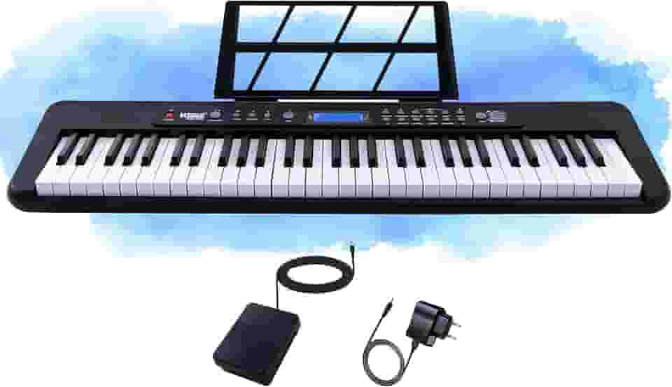 Teclado Musical Kobe KB-300 5/8 61 Teclas com Sensibilidade ao Toque com Pedal Sustain