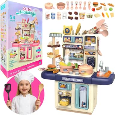Cozinha Infantil de Brinquedo Sai Água de Verdade com Vapor Acessórios Presente Menina