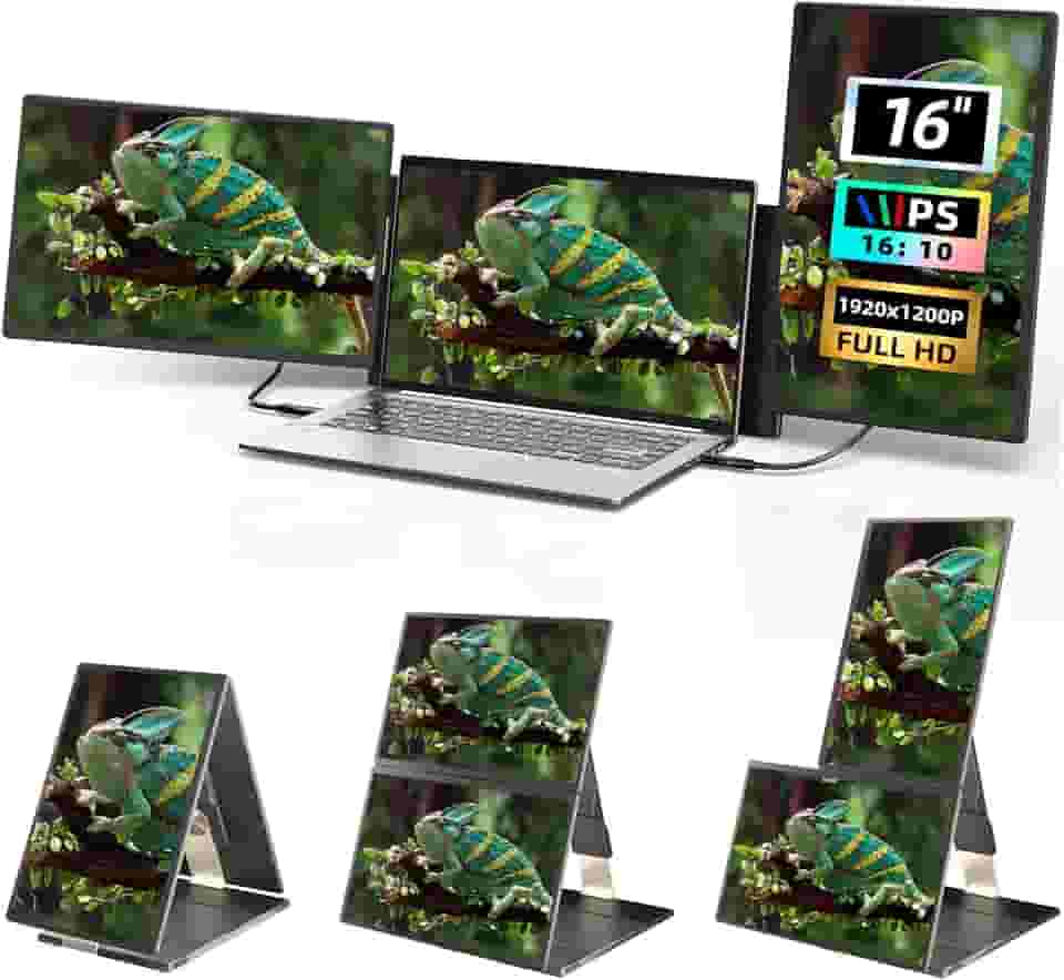 Monitor Extensor de Tela para Laptop ROYY - Monitor Triplo Portátil FHD 1920x1200P IPS com Rotação de 235° e Design de Tela Destacável