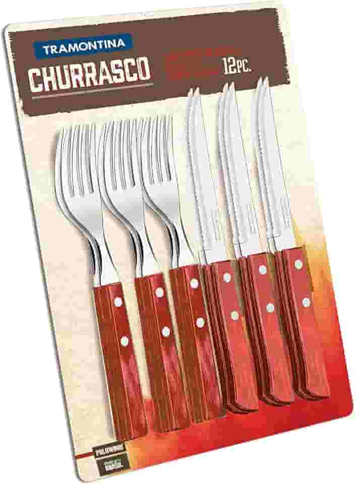 Jogo para Churrasco 12 Peças Tramontina Vermelho, POLYWOOD