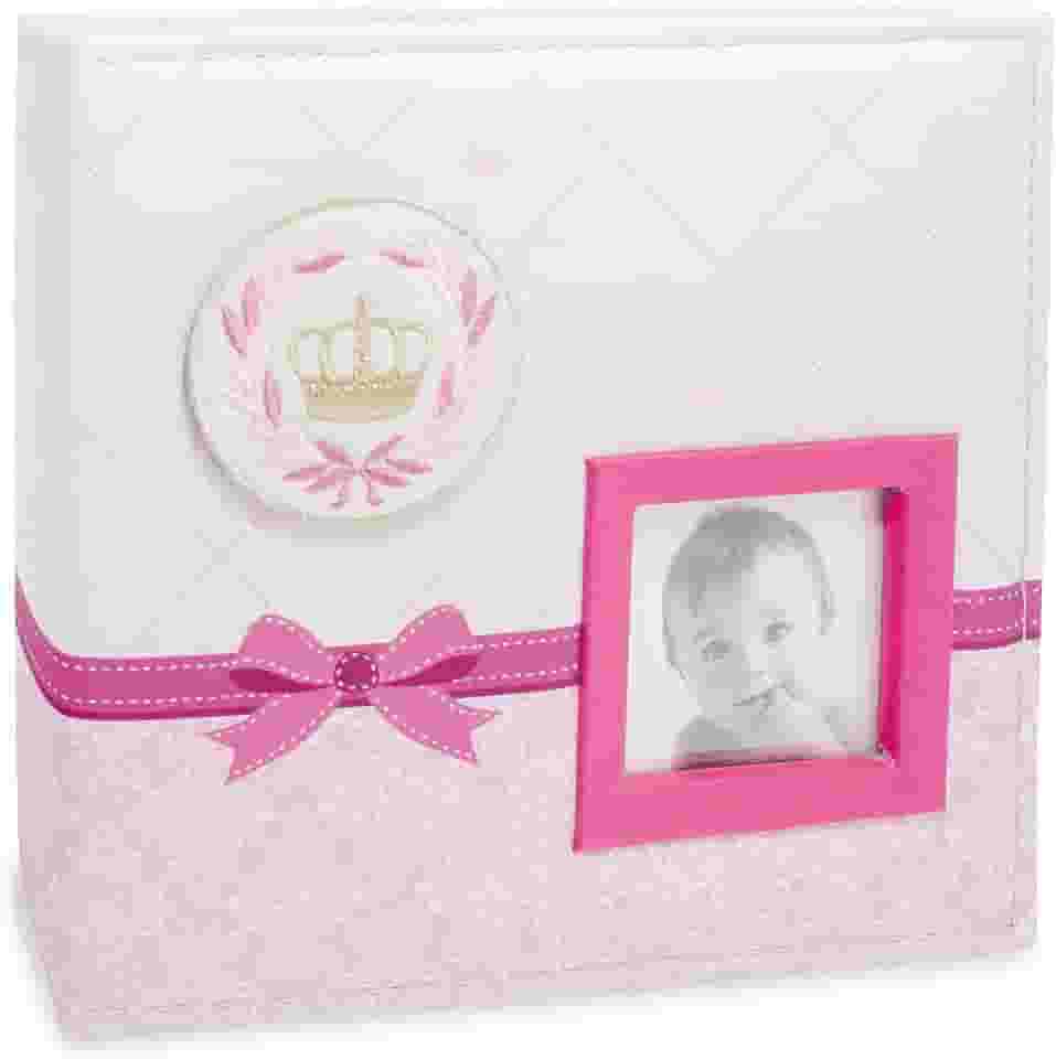 Álbum de Fotos do Bebê Coroa - Rosa - 200 Fotos 10x15 cm - 24,5x23 cm