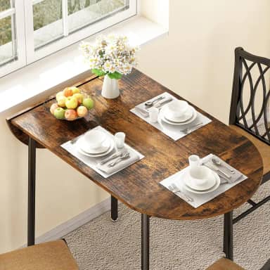 Mesa de Jantar Dobrável Oval, Duas Laterais Podem Ser Dobradas, Permitindo Controlar o Tamanho da Mesa à Vontade, São Robustas e Estáveis, Adequado para Várias Pessoas