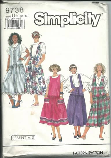 Simplicidade 9738U Padrao de costura sem jumpers e tops tamanho 16-24