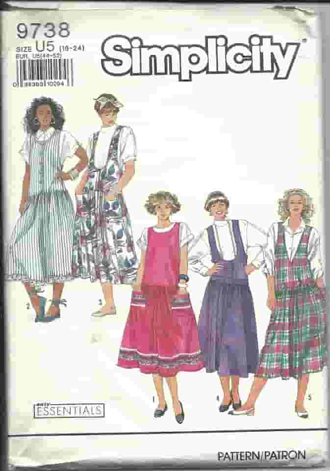 Simplicidade 9738U Padrao de costura sem jumpers e tops tamanho 16-24