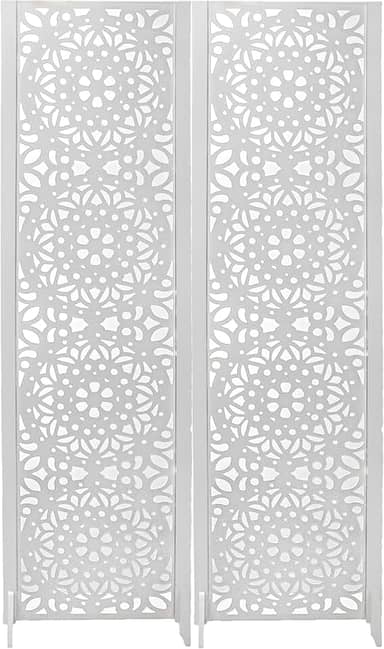 2 Biombo Pintado Divisoria Separador de Ambiente MDF Com Pés Preto ou Branco (Mandala, Branco)
