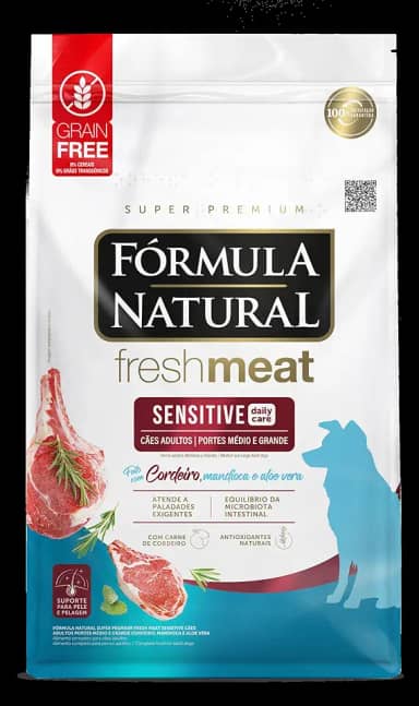 Ração Para Cães Fresh Meat Sensitive Porte Médio E Grande 12kg Fórmula Natural