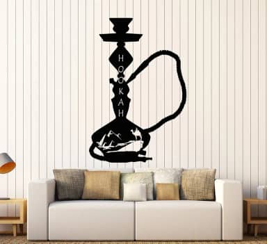 Decalque de parede de vinil narguilé fumaça egípcio shisha adesivos grande decoração (836ig) verde escuro