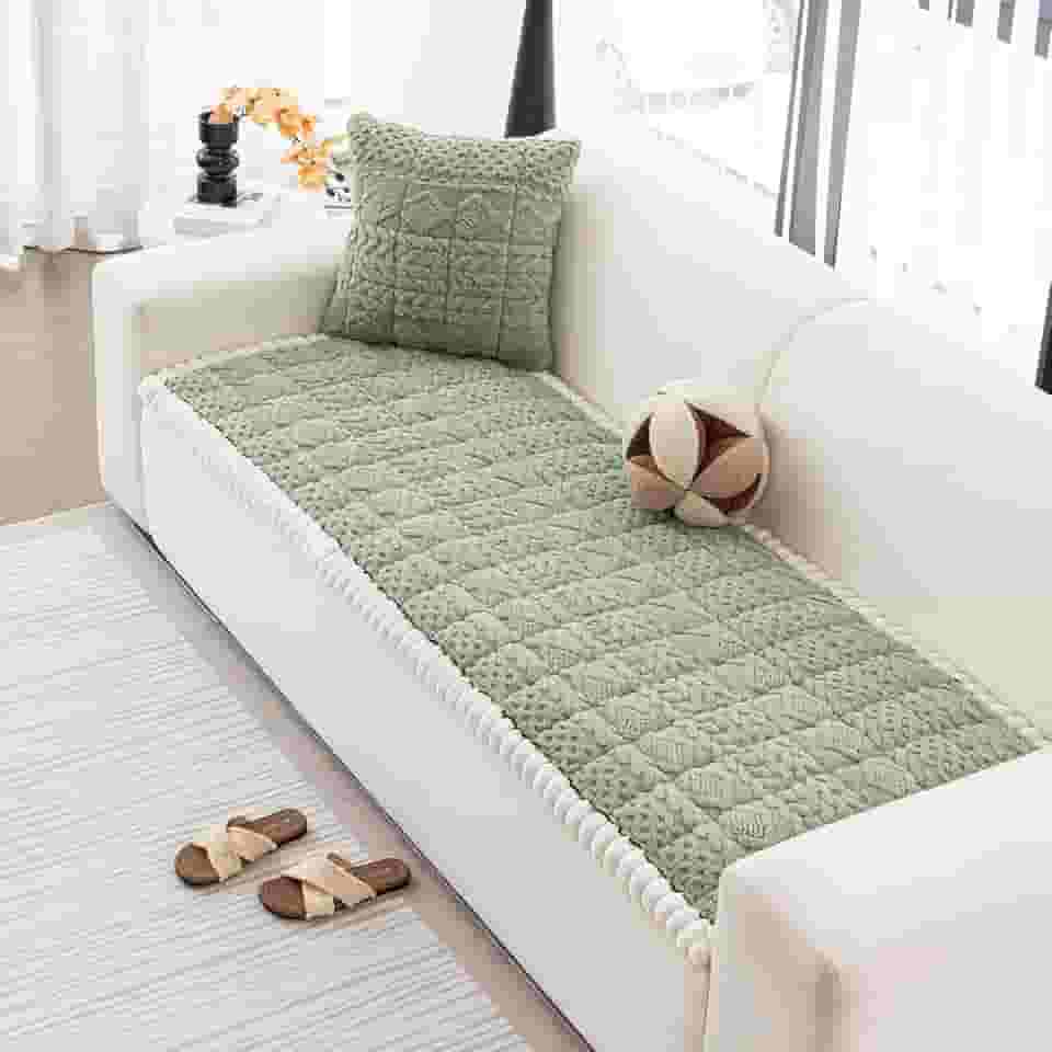 DREAMINGO Capa de sofá lavável para cães – Capas de sofá felpudas que aceitam animais de estimação 70 x 150 cm, macio, antiderrapante, tapete para cama de cachorro em verde