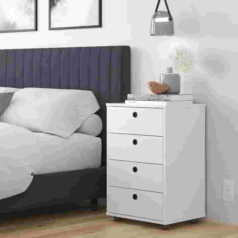 Mesa de Cabeceira Gaveteiro Classic 04 Gavetas Grande Quarto (BRANCO)