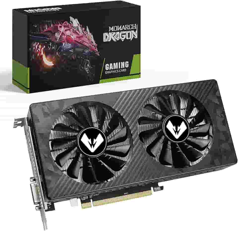 MOUGOL Placa de Vídeo AMD Radeon RX580, 8GB 2048SP GDDR5 256 bits, GPU para jogos de PC com HDMI DP DVI PCI Express x 16 3.0 placa de vídeo para com ventiladores duplos (Padrão preto)