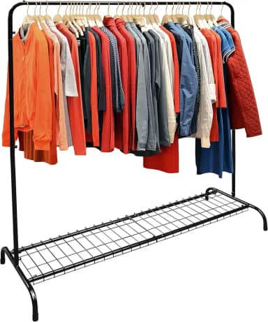 Arara Cabideiro Paris com Sapateira Açomix Suporte de Roupa (Preto)