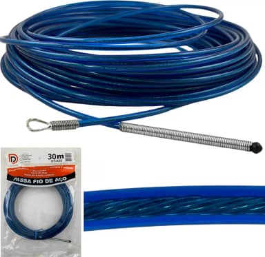 Guia Passa Fio Profissional com Alma de Aço – Sonda para Puxar Fios 30 Metros