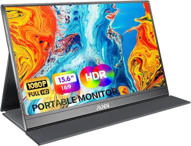 MNN Monitor portátil de 39.6 cm FHD 1080P monitor de laptop USB C HDMI Gaming ultrafino IPS com capa inteligente e alto-falantes, HDR Plug&Play, monitor externo para laptop, PC, telefone, Mac, Xbox,