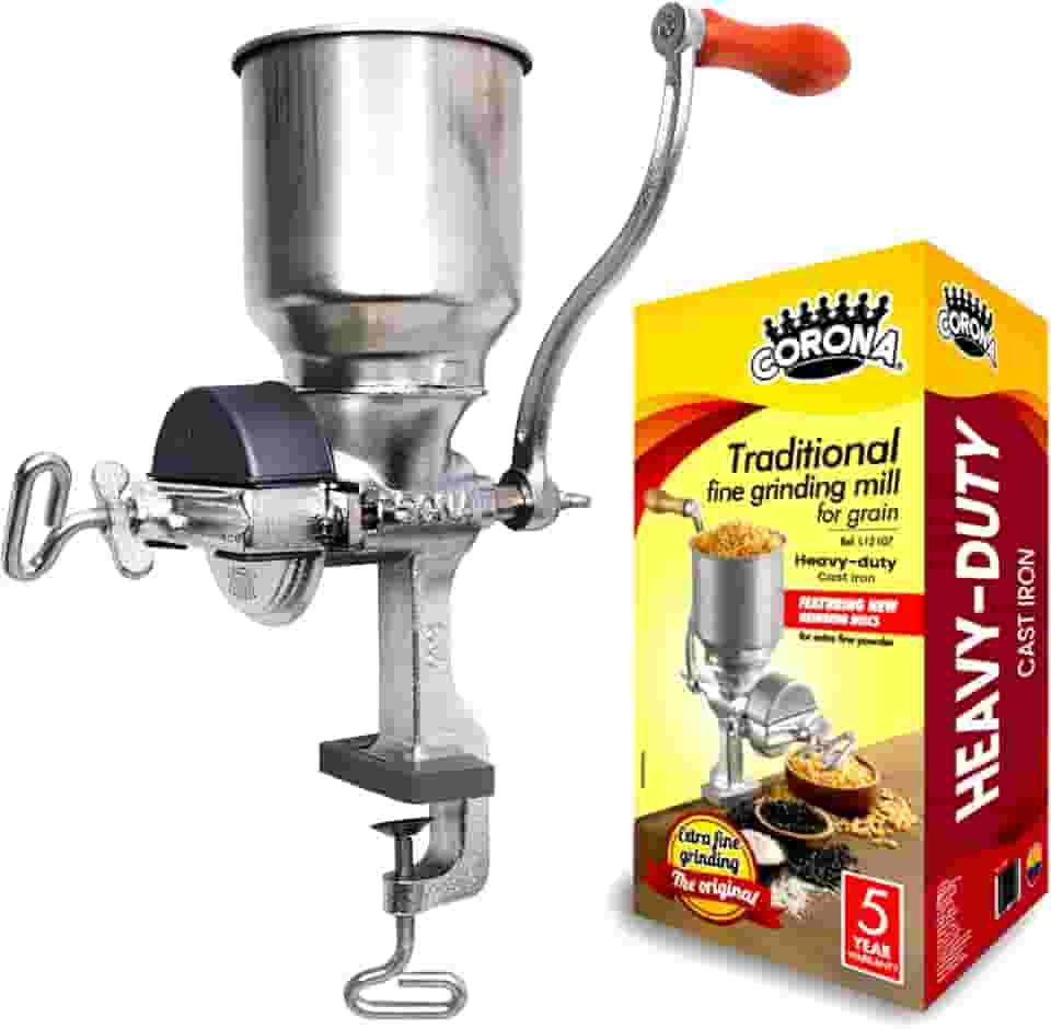 Moedor de milho Corona com funil alto, moedor de grãos, moedor manual para milho, arroz, soja, pimenta, grão de bico, moedor de trigo de ferro fundido para uso doméstico