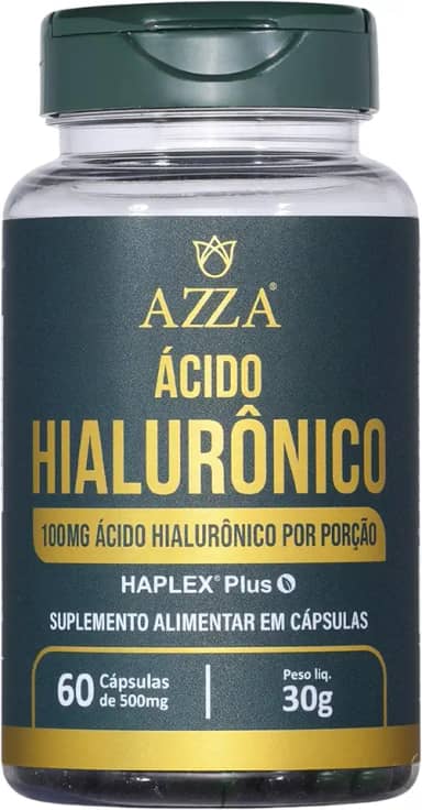 Azza, Ácido Hialurônico 100mg, Haplex Plus, Suplemento alimentar, 60 cápsulas rígidas • 30 doses, Verde