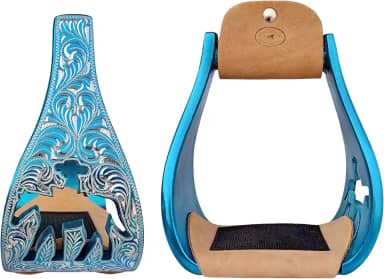 CHALLENGER Estribos recortados com sino de alumínio turquesa sela ocidental 51146v