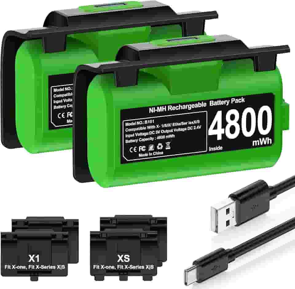 HEYLICOOL Baterias Recarregáveis De Alta Capacidade 3600Mwh Para Xbox One/Xbox Series X|S, Kit Carregamento E Controle, Base Substituição X S/Xbox One