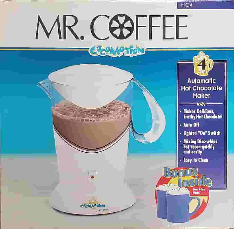 Mr. Coffee Cocomotion Máquina automática de chocolate quente com 4 xícaras com 2 canecas de bônus